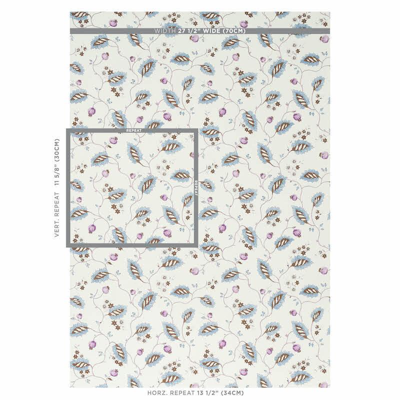 Schumacher Maryam Vine Sky & Plum Wallpaper