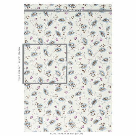 Schumacher Maryam Vine Sky & Plum Wallpaper