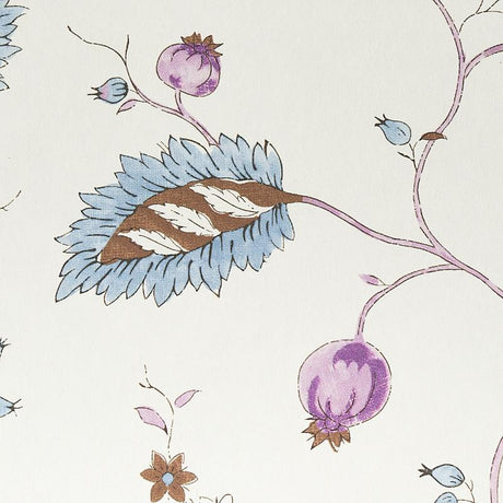 Schumacher Maryam Vine Sky & Plum Wallpaper