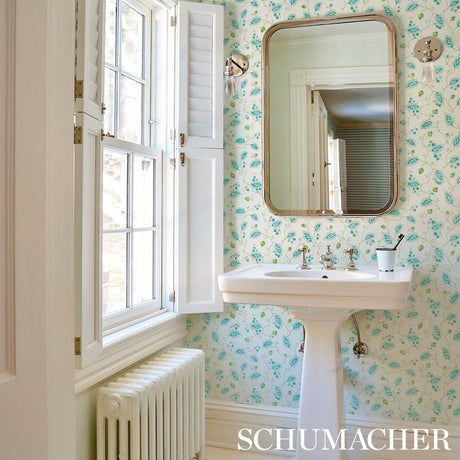 Schumacher Maryam Vine Sky & Plum Wallpaper