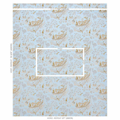 Schumacher Matsudana Blue Wallpaper