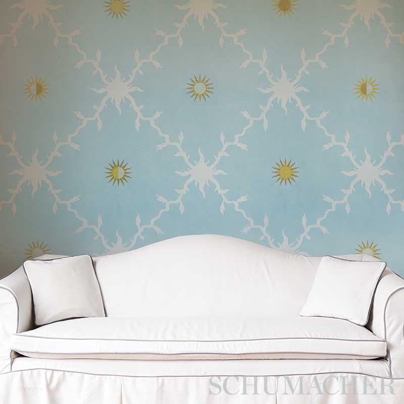 Schumacher Palladio Trellis Sky Wallpaper