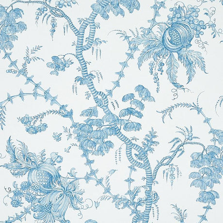 Schumacher San Cristobal Toile Peacock Wallpaper