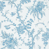 Schumacher San Cristobal Toile Peacock Wallpaper
