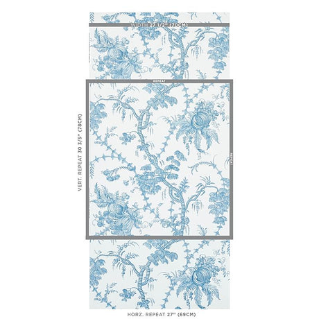 Schumacher San Cristobal Toile Peacock Wallpaper