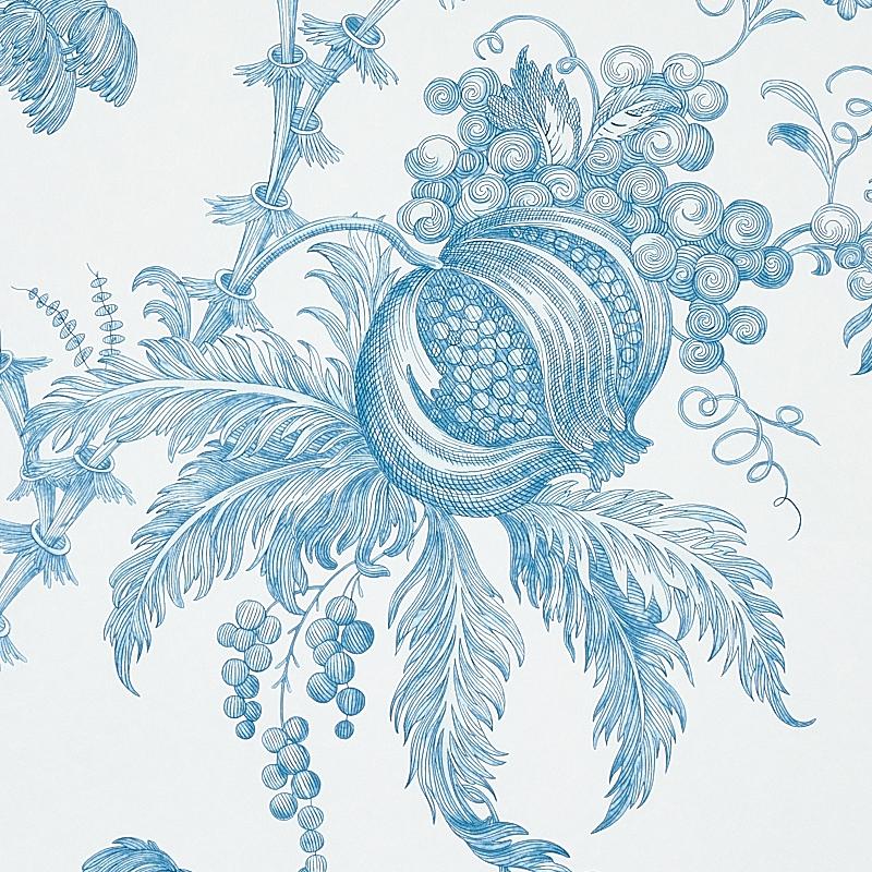 Schumacher San Cristobal Toile Peacock Wallpaper