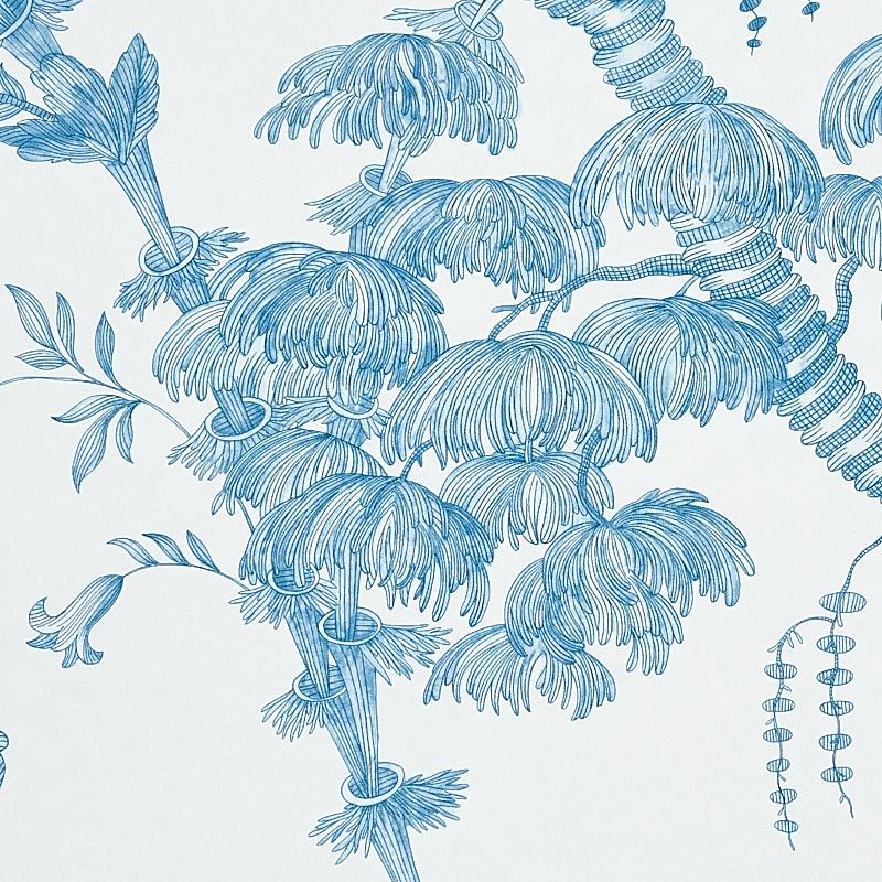 Schumacher San Cristobal Toile Peacock Wallpaper