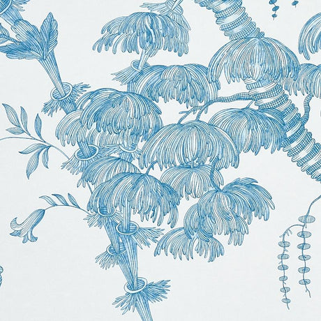 Schumacher San Cristobal Toile Peacock Wallpaper
