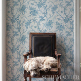 Schumacher San Cristobal Toile Peacock Wallpaper