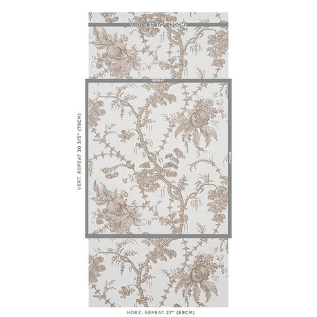 Schumacher San Cristobal Toile Cocoa Wallpaper