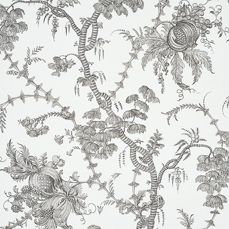 Schumacher San Cristobal Toile Black Wallpaper