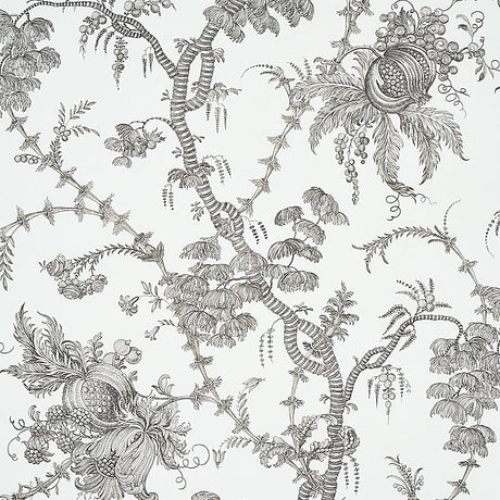 Schumacher San Cristobal Toile Black Wallpaper