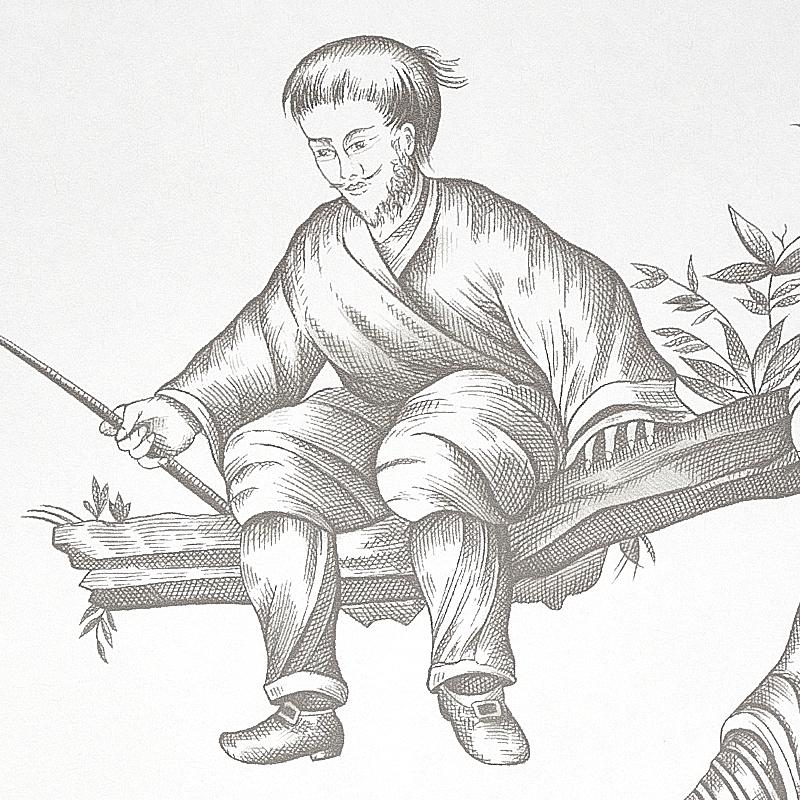 Schumacher Shengyou Toile Driftwood Wallpaper