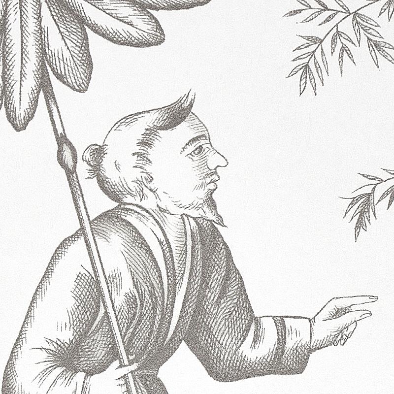 Schumacher Shengyou Toile Driftwood Wallpaper