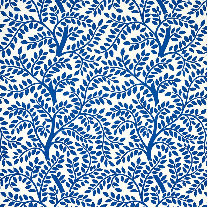 Schumacher Temple Garden Ii Blue Wallpaper