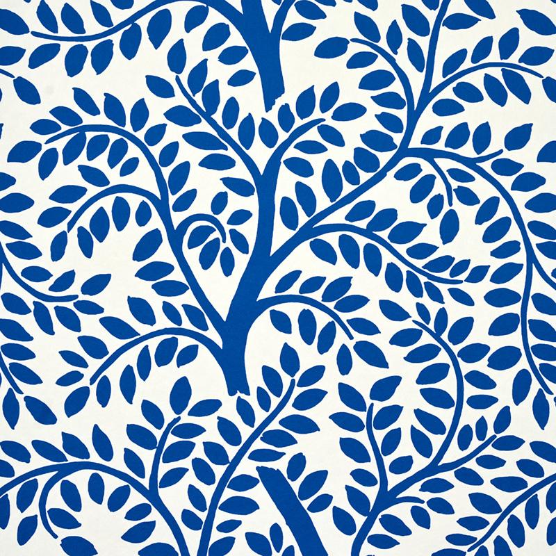 Schumacher Temple Garden Ii Blue Wallpaper