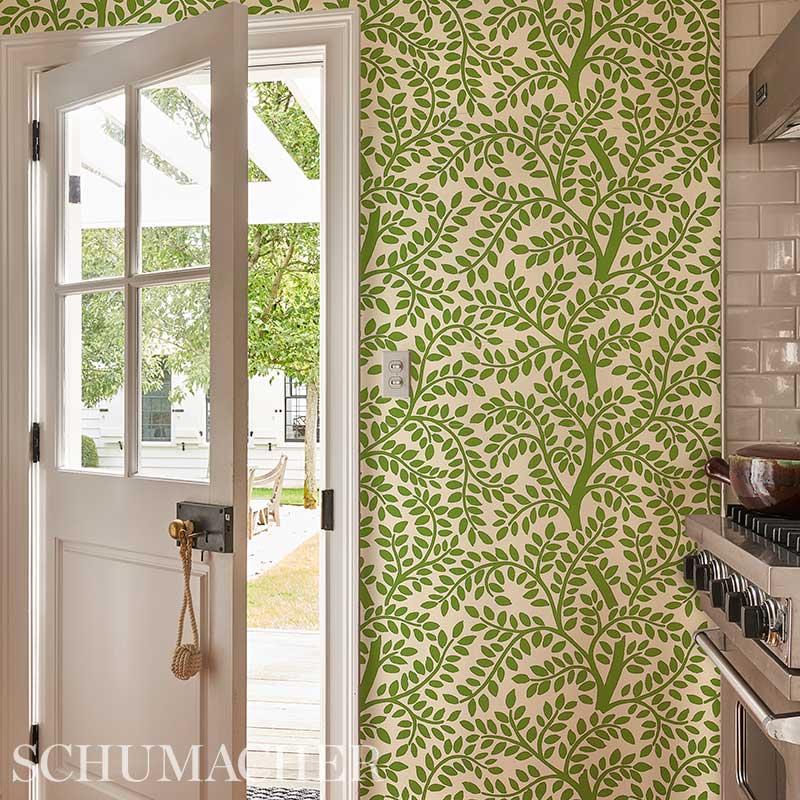 Schumacher Temple Garden Ii Blue Wallpaper