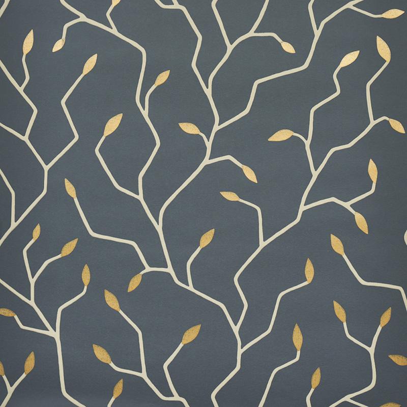 Schumacher Cymbeline Charcoal & Gold Wallpaper