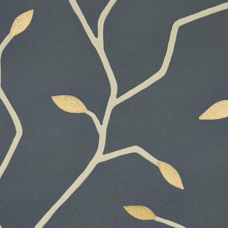 Schumacher Cymbeline Charcoal & Gold Wallpaper