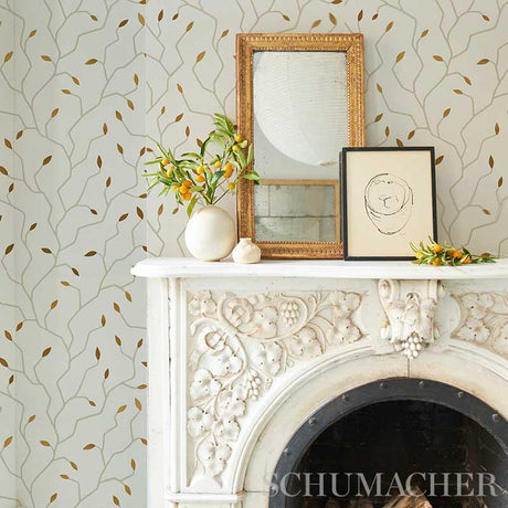 Schumacher Cymbeline Charcoal & Gold Wallpaper