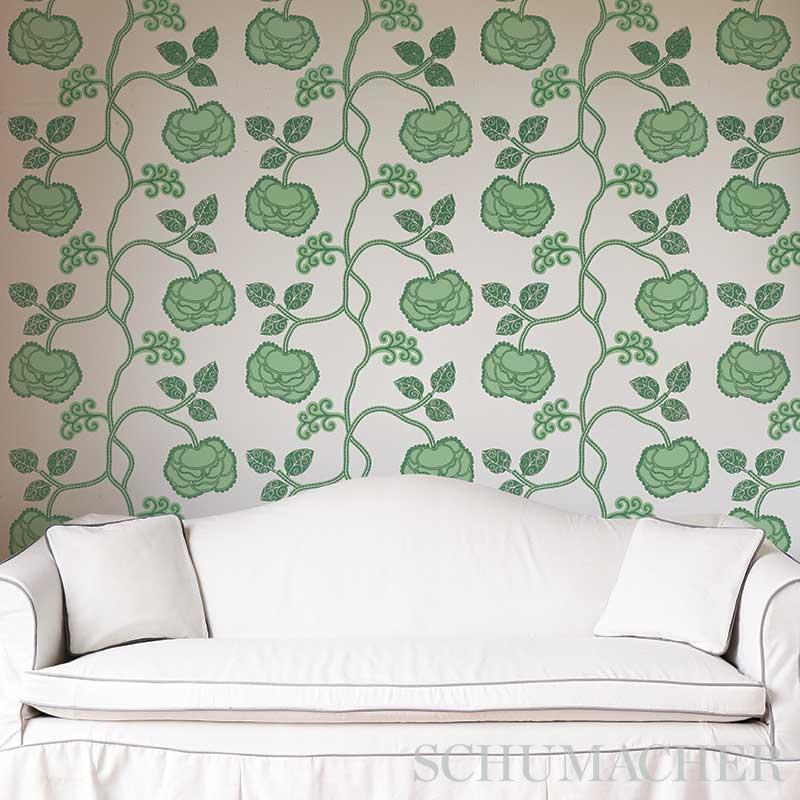 Schumacher Queen Fruit Jade Wallpaper