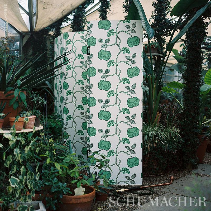 Schumacher Queen Fruit Jade Wallpaper