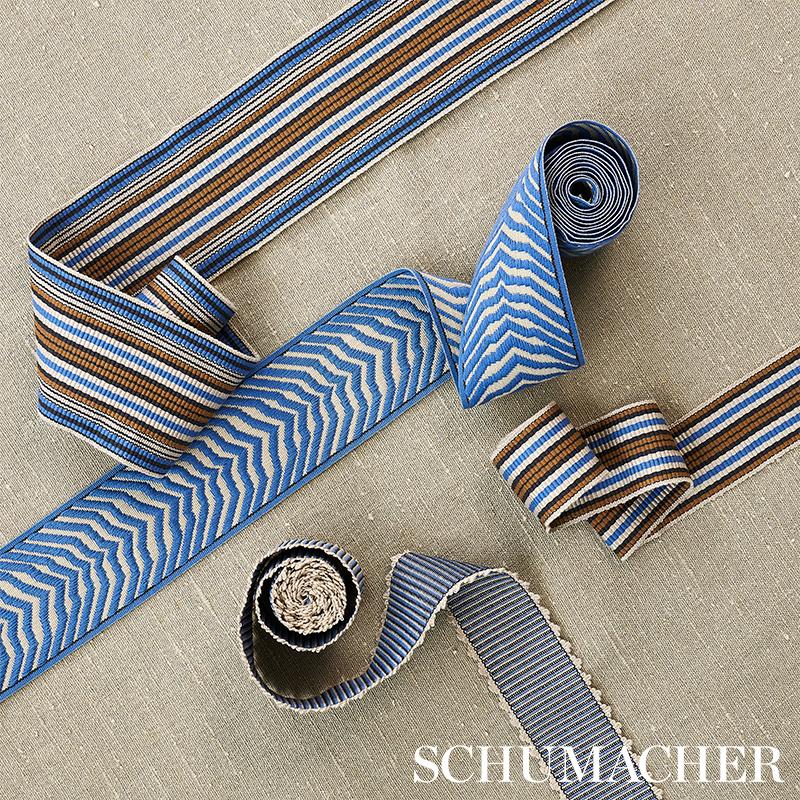 Schumacher Bluebell Topaki Stripe Tape Wide