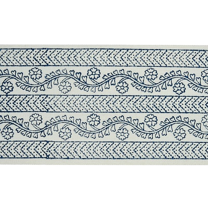 Schumacher Indigo Arbela Hand Blocked Tape