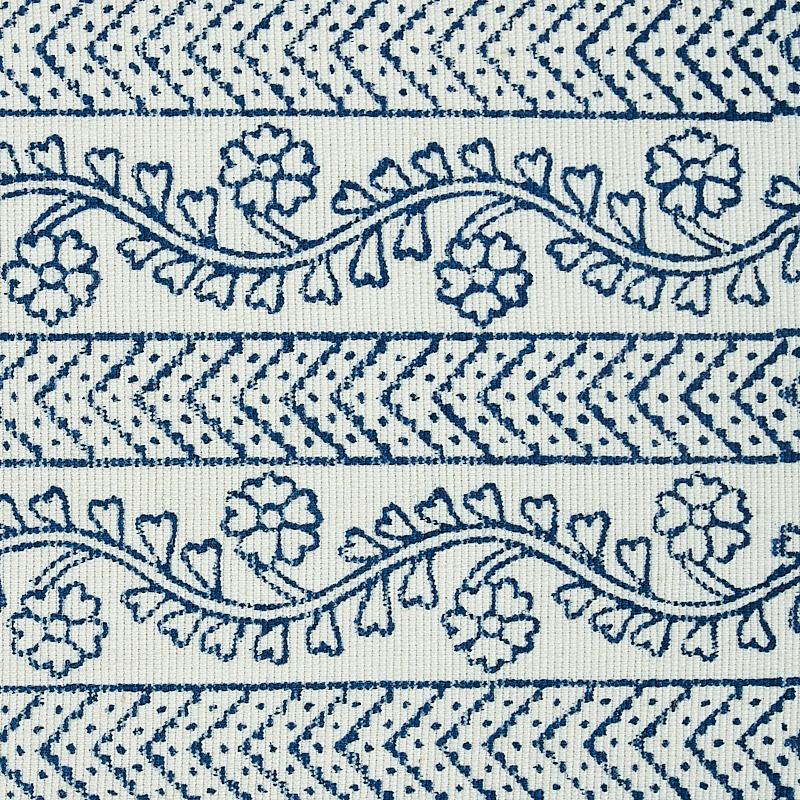 Schumacher Indigo Arbela Hand Blocked Tape