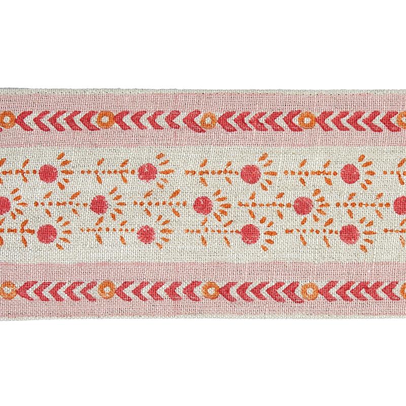 Schumacher Pica Bella Hand Blocked Tape Pink & Orange Trim