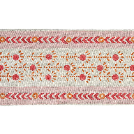 Schumacher Pica Bella Hand Blocked Tape Pink & Orange Trim