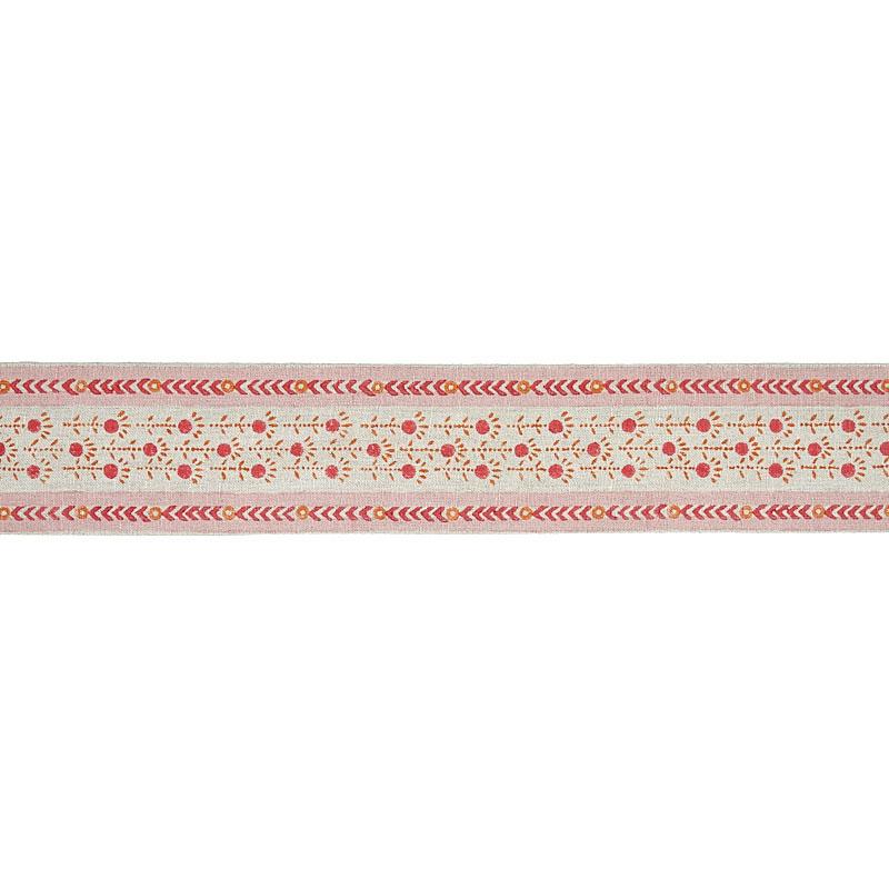 Schumacher Pica Bella Hand Blocked Tape Pink & Orange Trim