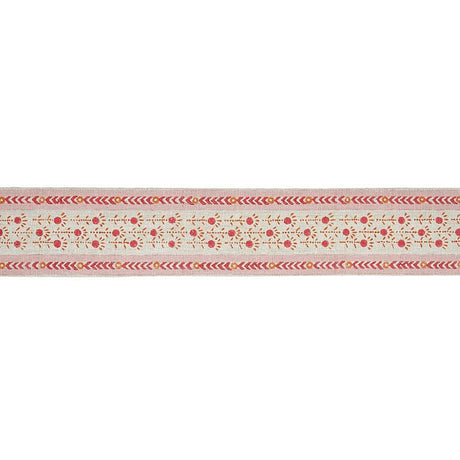 Schumacher Pica Bella Hand Blocked Tape Pink & Orange Trim