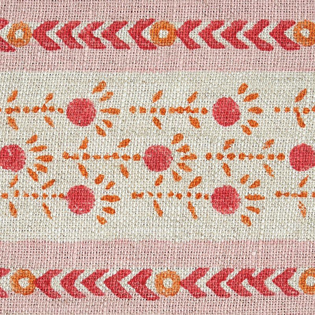 Schumacher Pica Bella Hand Blocked Tape Pink & Orange Trim