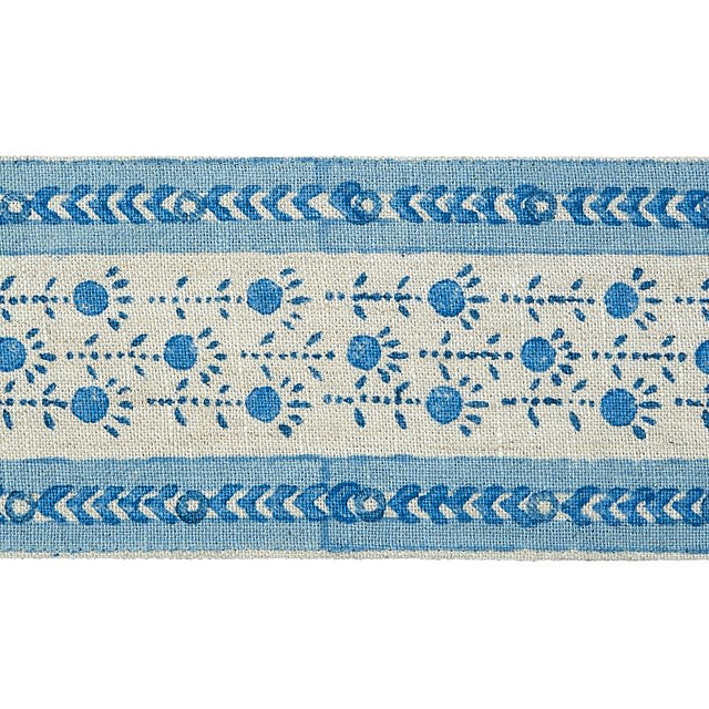 Schumacher Pica Bella Hand Blocked Tape Blue Trim