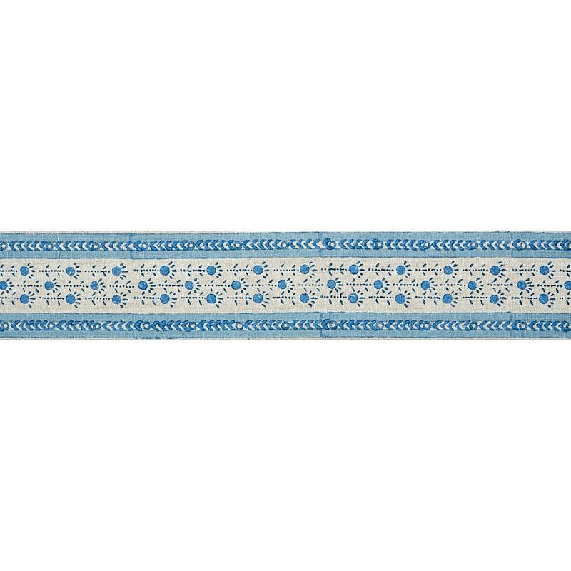 Schumacher Pica Bella Hand Blocked Tape Blue Trim