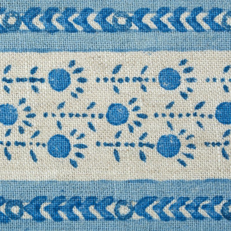 Schumacher Pica Bella Hand Blocked Tape Blue Trim