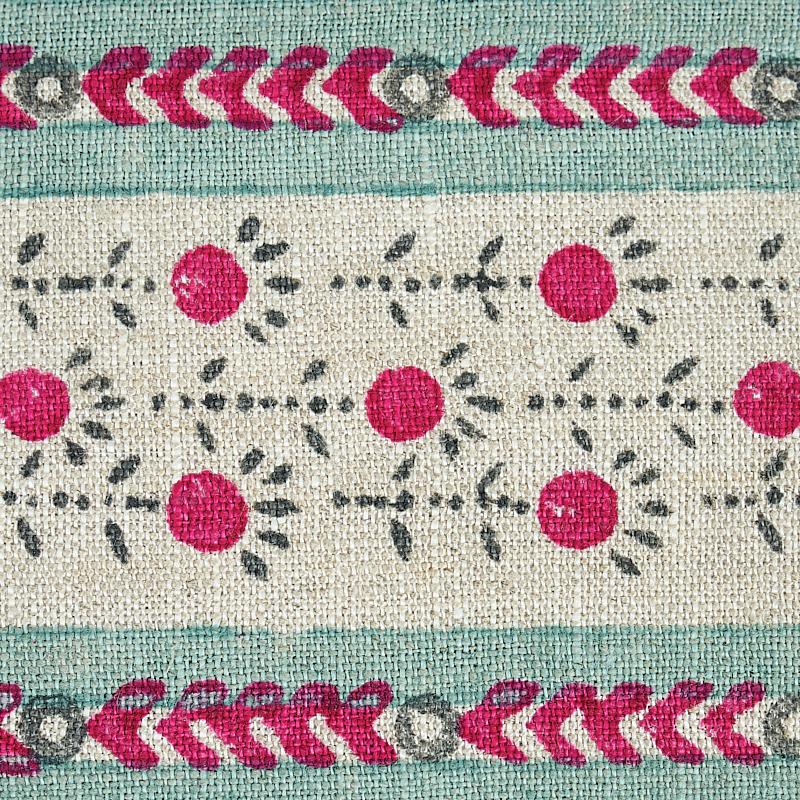 Schumacher Pica Bella Hand Blocked Tape Magenta & Pistachio Trim