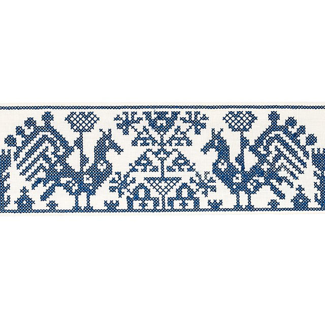 Schumacher Navy Tarpan Embroidered Tape