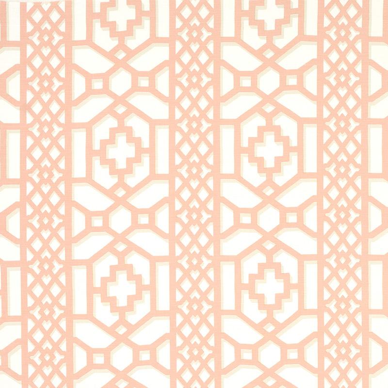 Schumacher Zanzibar Trellis Coral Fabric