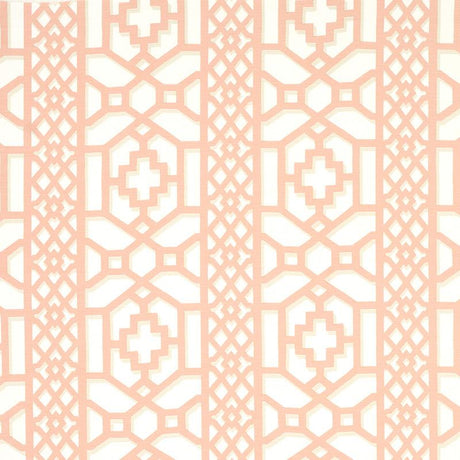 Schumacher Zanzibar Trellis Coral Fabric