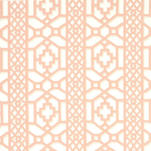 Schumacher Zanzibar Trellis Coral Fabric