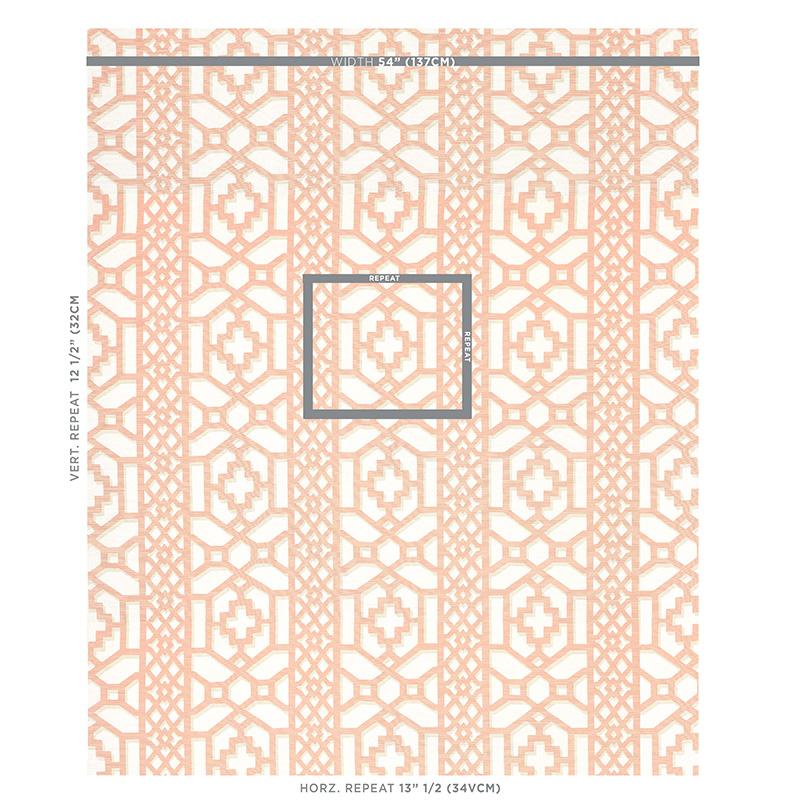 Schumacher Zanzibar Trellis Coral Fabric