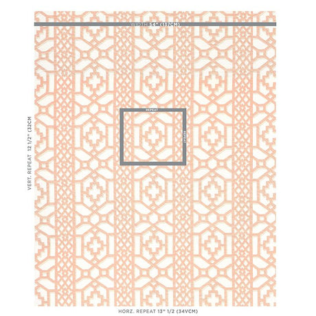 Schumacher Zanzibar Trellis Coral Fabric