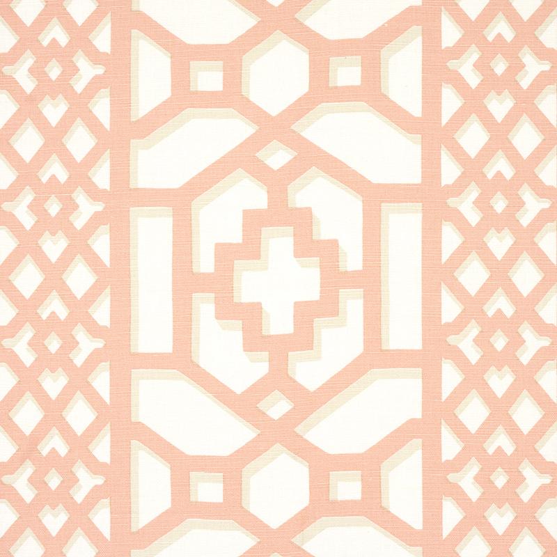 Schumacher Zanzibar Trellis Coral Fabric