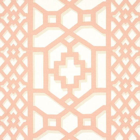 Schumacher Zanzibar Trellis Coral Fabric