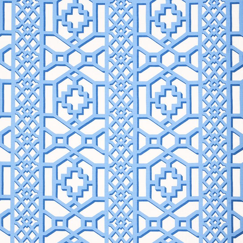 Schumacher Zanzibar Trellis Blue Fabric
