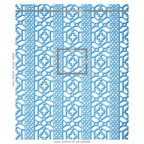 Schumacher Zanzibar Trellis Blue Fabric