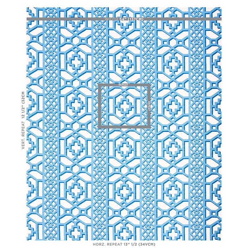 Schumacher Zanzibar Trellis Blue Fabric