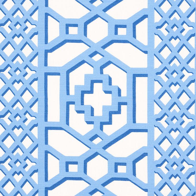 Schumacher Zanzibar Trellis Blue Fabric
